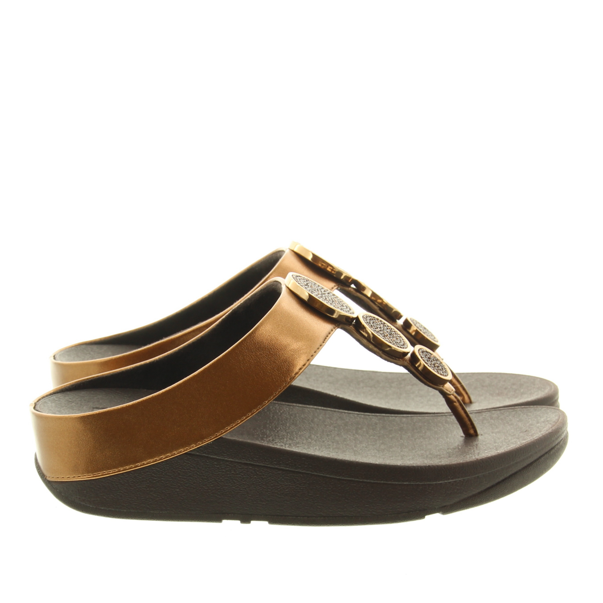 Fitflop HJ1 Halo Bead-Circle Metallic Toe Post Sandals 012 Bronze