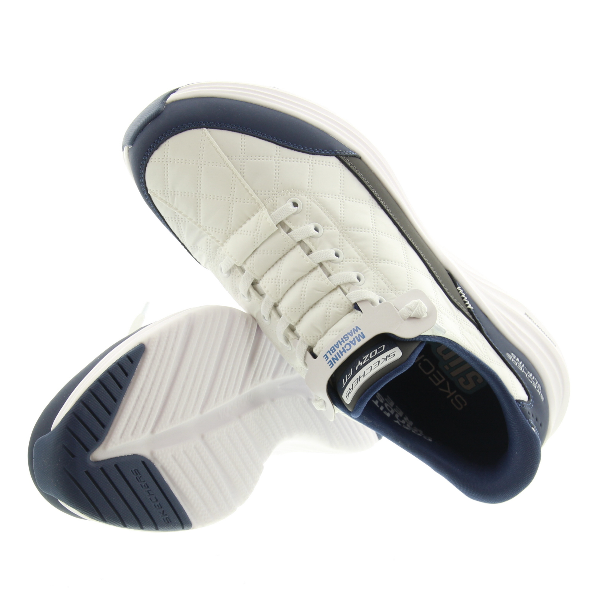 Skechers 232619 Contour Foam WNV White Navy Cozy Fit