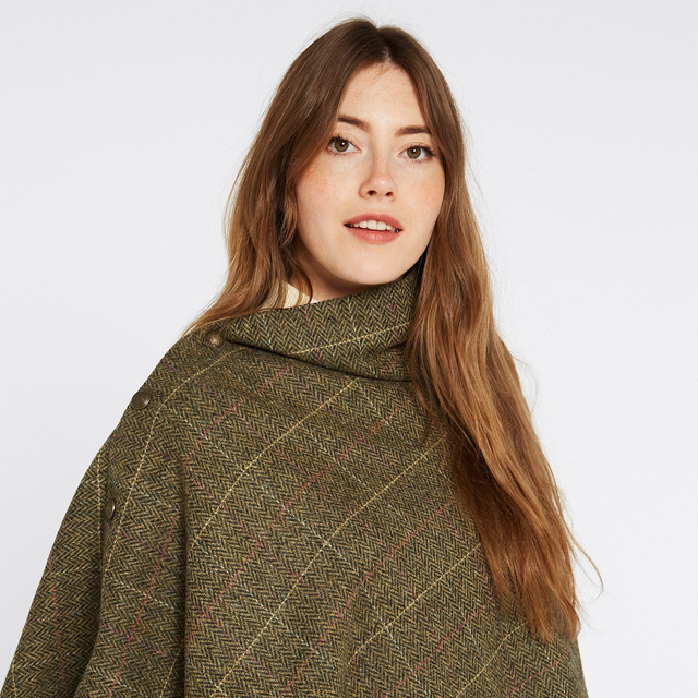 Dubarry 3544 Hazelwood Tweed Poncho 68 Thistle