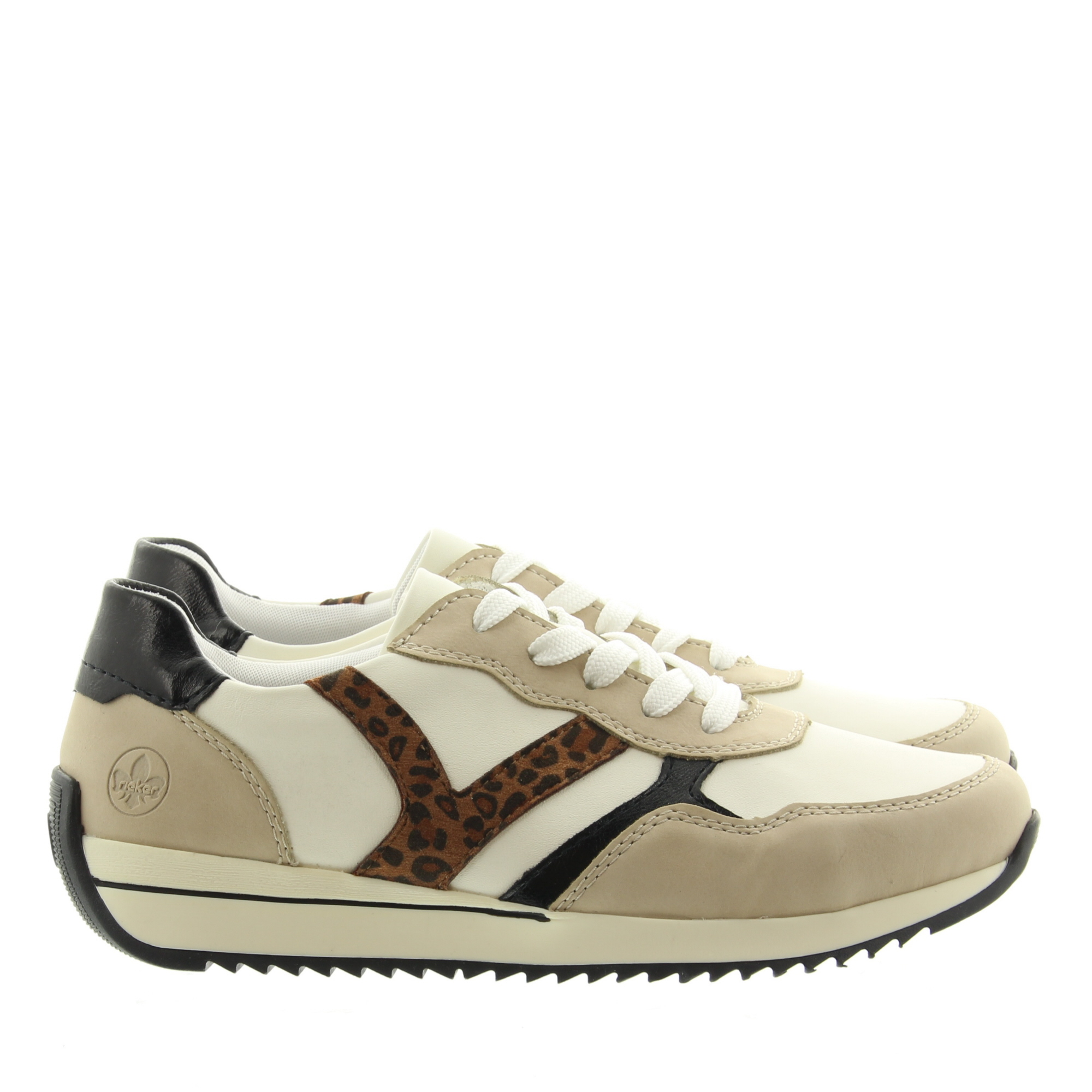 Rieker N1200 80 Perle Offwhite Schwarz Leo-Nuss