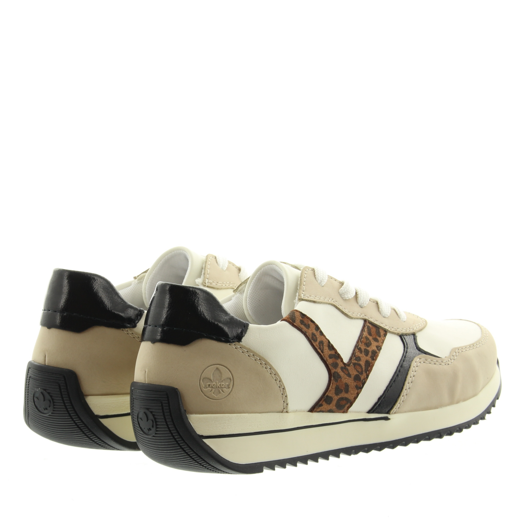 Rieker N1200 80 Perle Offwhite Schwarz Leo-Nuss