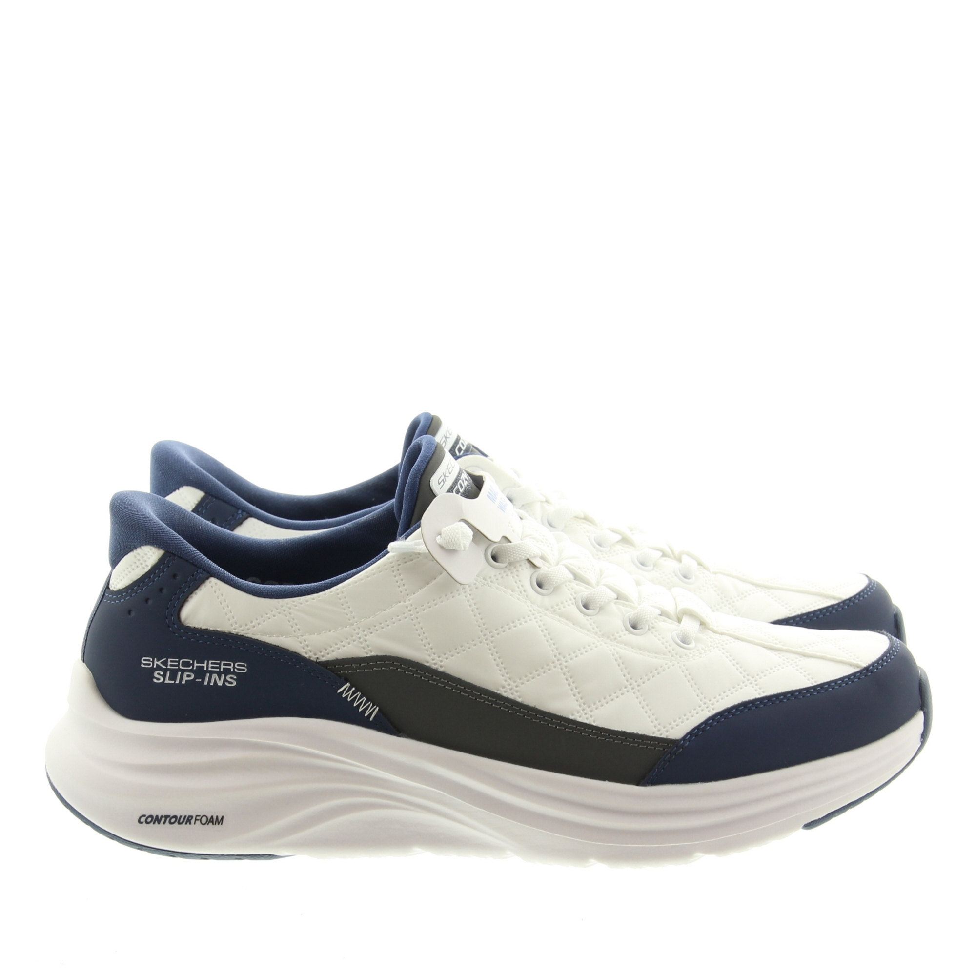 Skechers 232619 Contour Foam WNV White Navy Cozy Fit