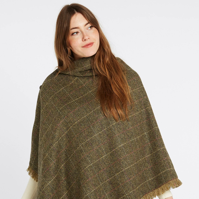 Dubarry 3544 Hazelwood Tweed Poncho 68 Thistle
