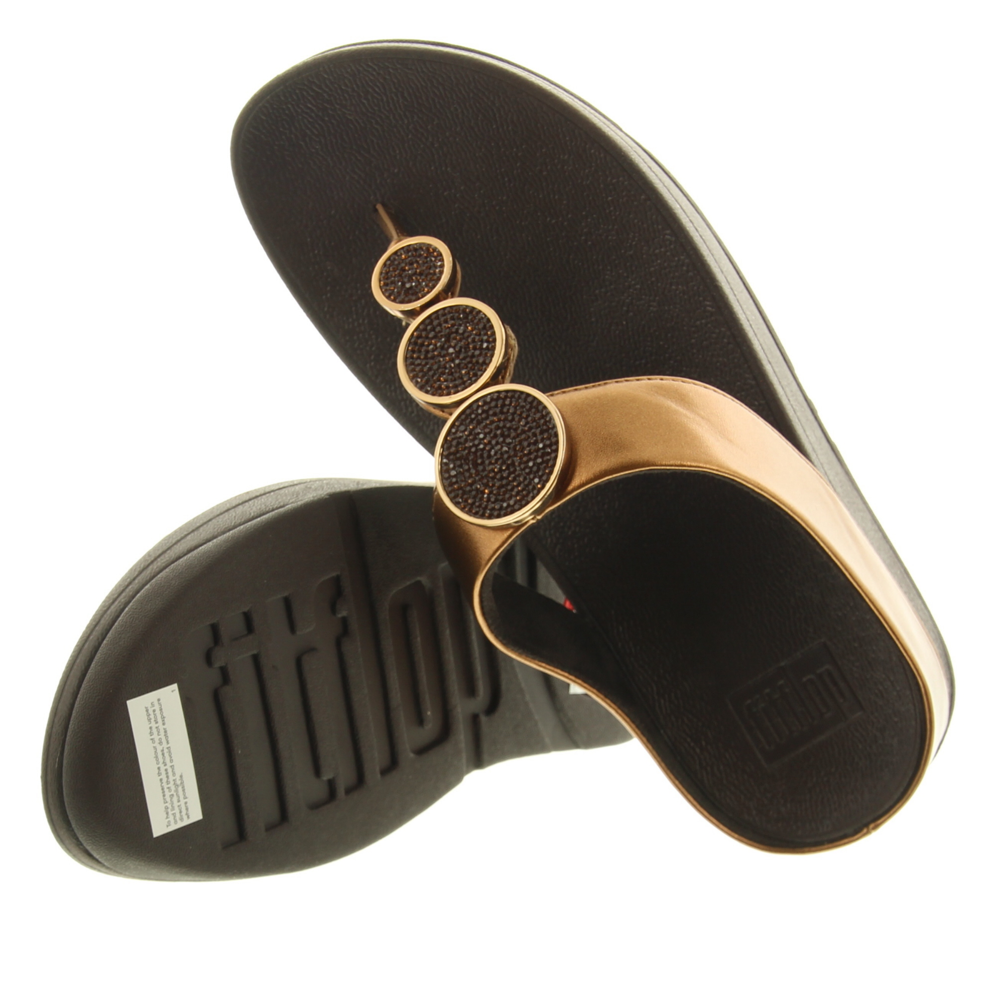 Fitflop HJ1 Halo Bead-Circle Metallic Toe Post Sandals 012 Bronze